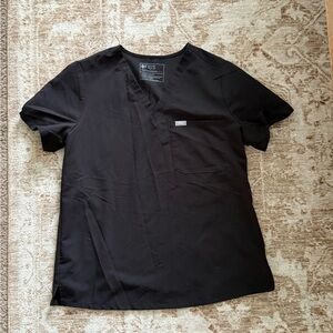 Figs Black Short Sleeve Women's Scrub Top - V-Neck